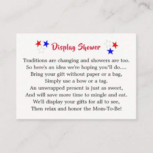 Patriotic Uncle Sam American Baby Shower Display Enclosure Card