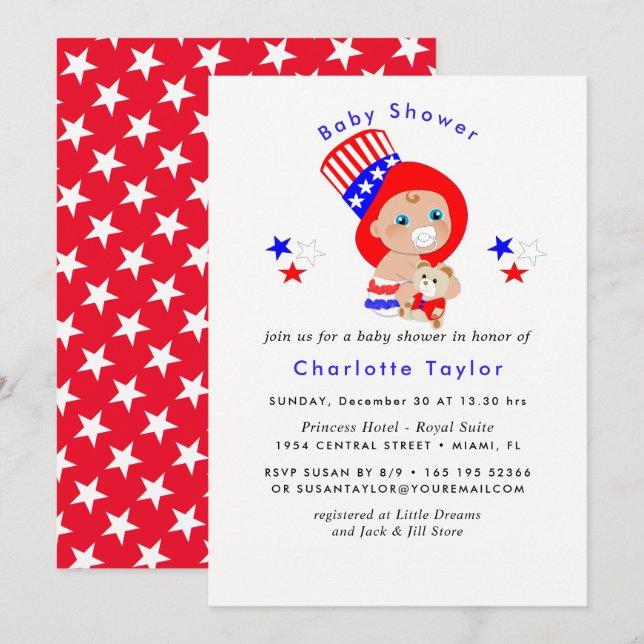 Patriotic Uncle Sam American Baby Shower Invitation (Front/Back)