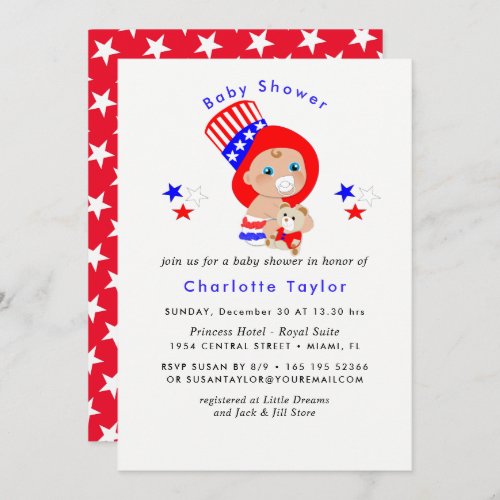 Patriotic Uncle Sam American Baby Shower Invitation