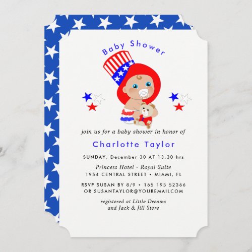 Patriotic Uncle Sam American Baby Shower Invitation