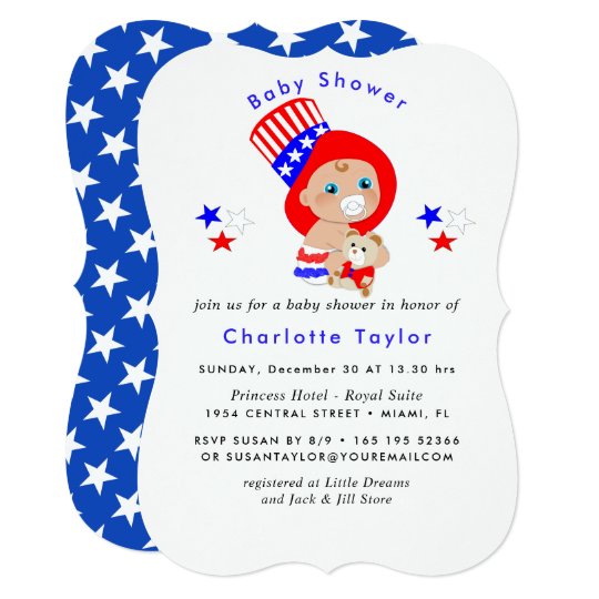 patriotic uncle sam american baby shower invitation  zazzle