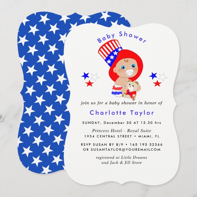 Patriotic Uncle Sam American Baby Shower Invitation (Front/Back)