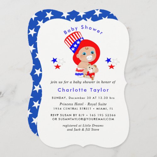 Patriotic Uncle Sam American Baby Shower Invitation