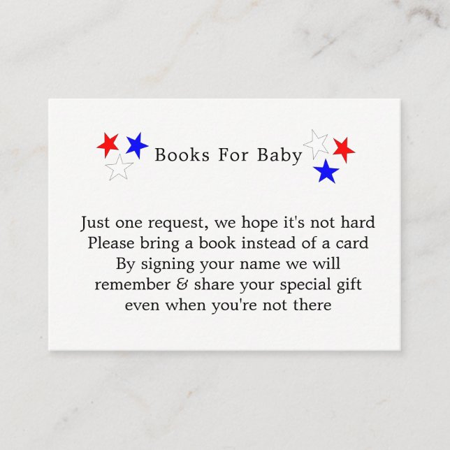 Patriotic Uncle Sam American Books For Baby Enclosure Card (Front)