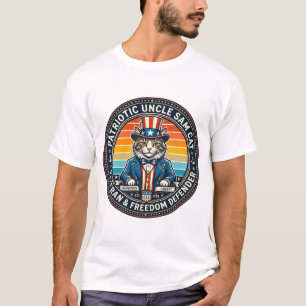 Patriotic Uncle Sam Cat Retro Sunset T-Shirt (2)_1
