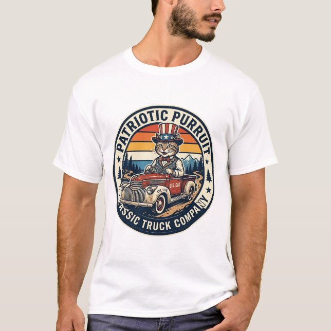 Patriotic Uncle Sam Cat Retro Sunset T-Shirt (5)_1 (Front)