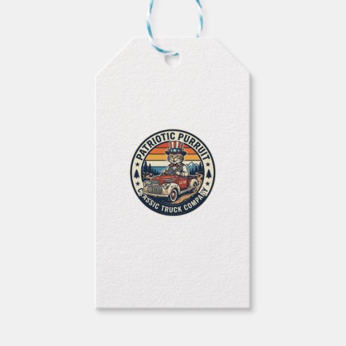 Patriotic Uncle Sam Cat Retro Sunset T-Shirt (5)_1 Gift Tags