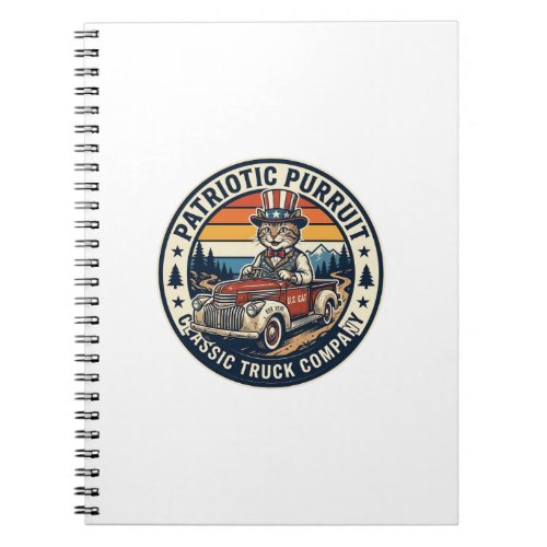 Patriotic Uncle Sam Cat Retro Sunset T-Shirt (5)_1 Notebook