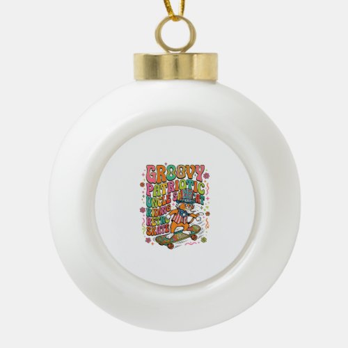 Patriotic Uncle Sam Cat Retro Typography T-Shirt ( Ceramic Ball Christmas Ornament