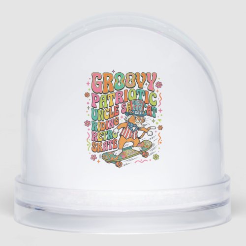 Patriotic Uncle Sam Cat Retro Typography T-Shirt ( Snow Globe