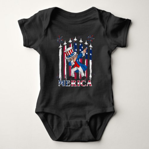 Patriotic Uncle Sam Dabbing 4th of July Baby Bodysuit