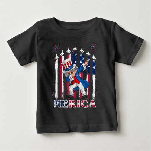 Patriotic Uncle Sam Dabbing 4th of July Baby T_Shirt