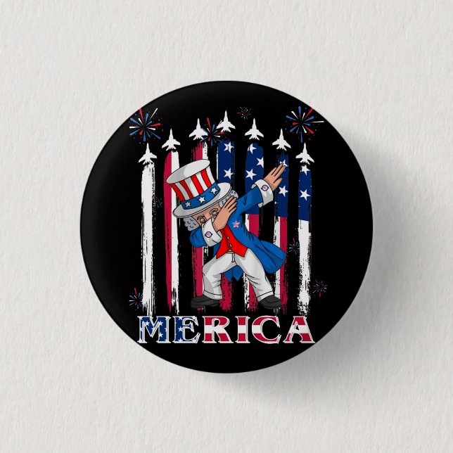 Patriotic Uncle Sam Dabbing 4th of July Button (Front)