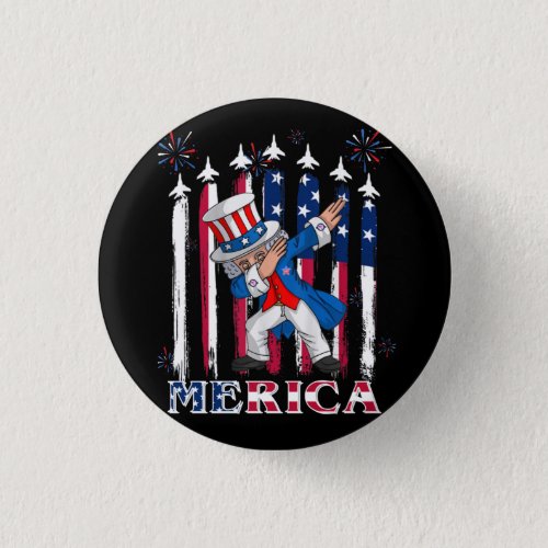 Patriotic Uncle Sam Dabbing 4th of July Button