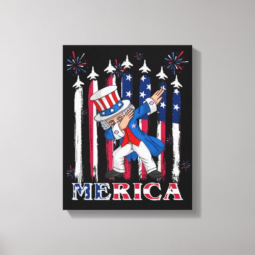 Patriotic Uncle Sam Dabbing 4th of July Canvas Print