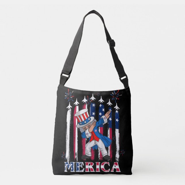 Patriotic Uncle Sam Dabbing 4th of July Crossbody Bag (Front)