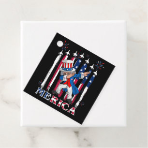 Patriotic Uncle Sam Dabbing 4th of July Favor Tags