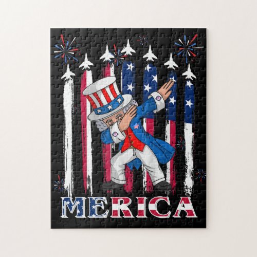 Patriotic Uncle Sam Dabbing 4th of July Jigsaw Puzzle