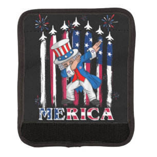 Patriotic Uncle Sam Dabbing 4th of July Luggage Handle Wrap