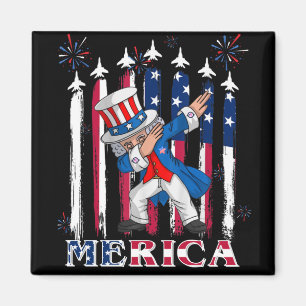 Patriotic Uncle Sam Dabbing 4th of July Magnet