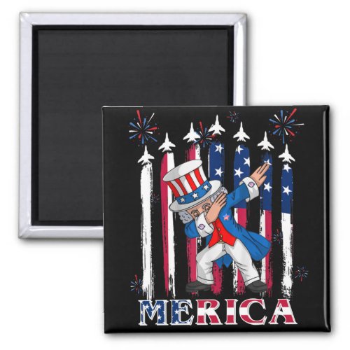 Patriotic Uncle Sam Dabbing 4th of July Magnet