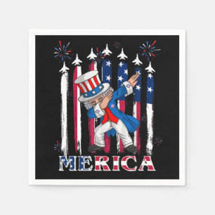 Patriotic Uncle Sam Dabbing 4th of July Napkins