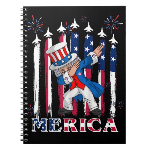 Patriotic Uncle Sam Dabbing 4th of July Notebook