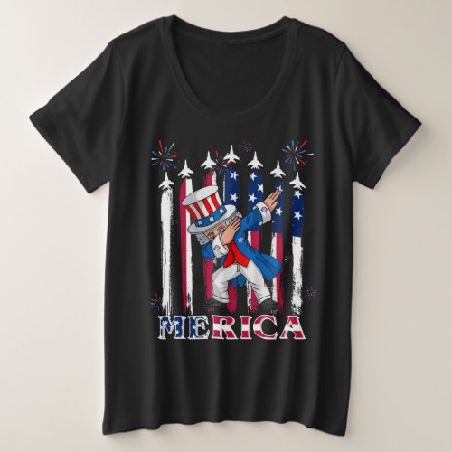 Patriotic Uncle Sam Dabbing 4th of July Plus Size T_Shirt