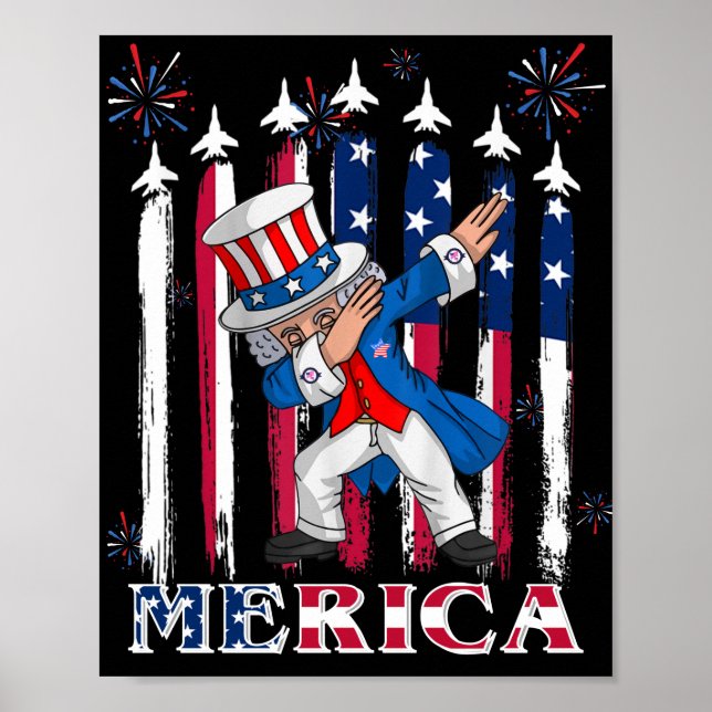 Patriotic Uncle Sam Dabbing 4th of July Poster (Front)