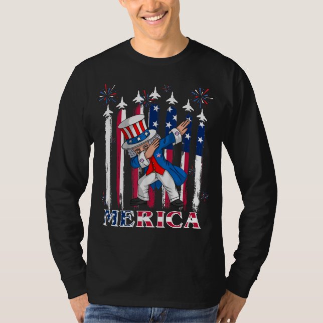 Patriotic Uncle Sam Dabbing 4th of July T-Shirt (Front)