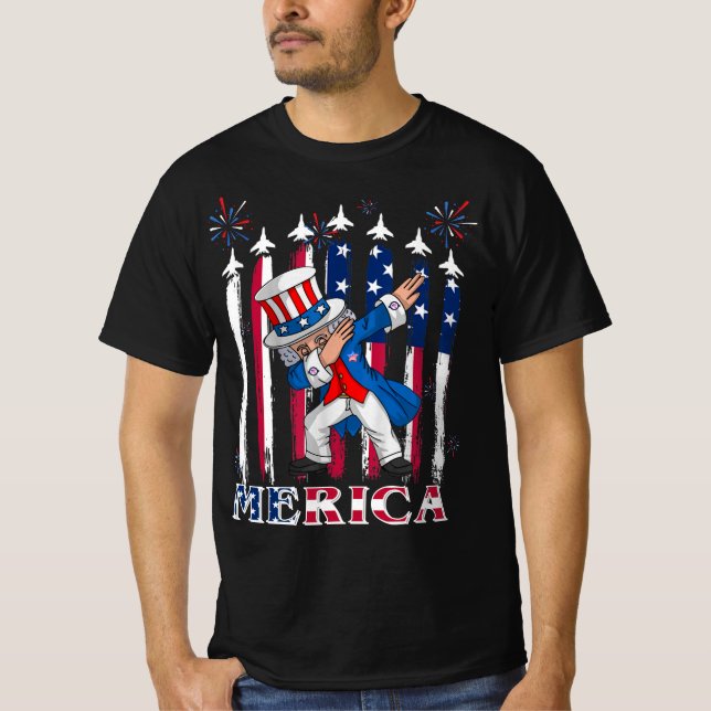 Patriotic Uncle Sam Dabbing 4th of July T-Shirt (Front)