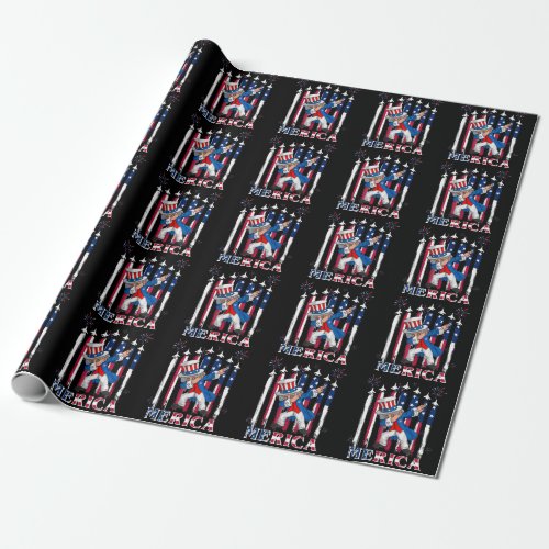Patriotic Uncle Sam Dabbing 4th of July Wrapping Paper
