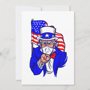 patriotic Uncle Sam face mask usa Invitation