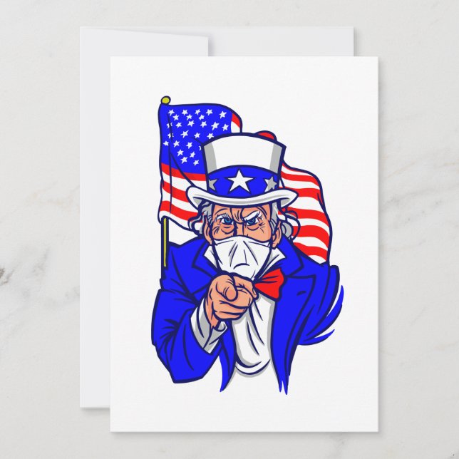 patriotic Uncle Sam face mask usa Invitation (Front)