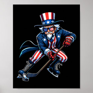 Patriotic Uncle Sam Hockey Player 4th Of July Men Poster