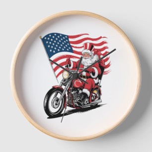 Patriotic Uncle Sam Motorcycle Clock