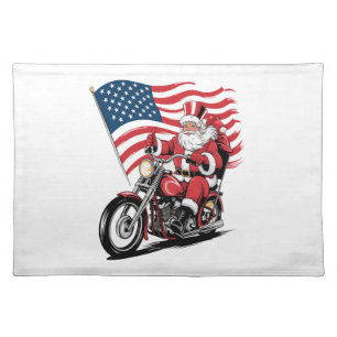 Patriotic Uncle Sam Motorcycle Cloth Placemat