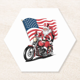 Patriotic Uncle Sam Motorcycle Paper Coaster