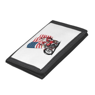 Patriotic Uncle Sam Motorcycle Tri-fold Wallet