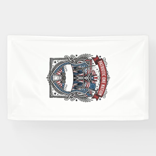 Patriotic Uncle Sam Skeleton Dark Patriot Skeleton Banner (Horizontal)