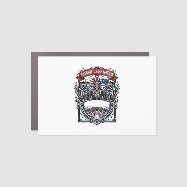 Patriotic Uncle Sam Skeleton Dark Patriot Skeleton Car Magnet (Front)