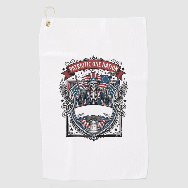 Patriotic Uncle Sam Skeleton Dark Patriot Skeleton Golf Towel (Front)