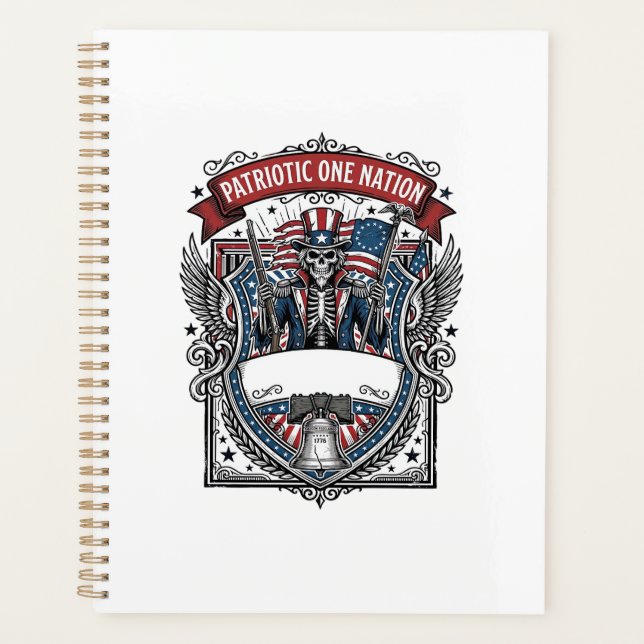 Patriotic Uncle Sam Skeleton Dark Patriot Skeleton Planner (Front)