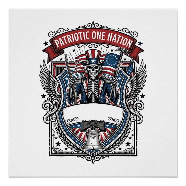 Patriotic Uncle Sam Skeleton Dark Patriot Skeleton Poster (Front)