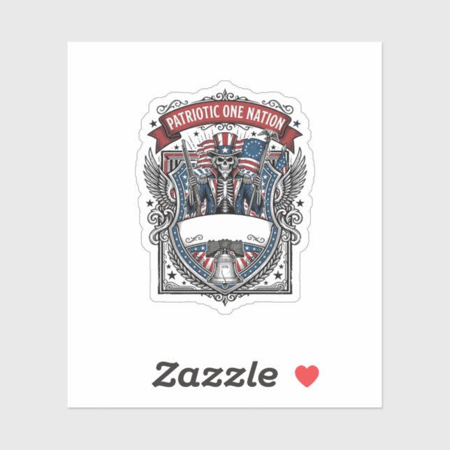 Patriotic Uncle Sam Skeleton Dark Patriot Skeleton Sticker (Sheet)