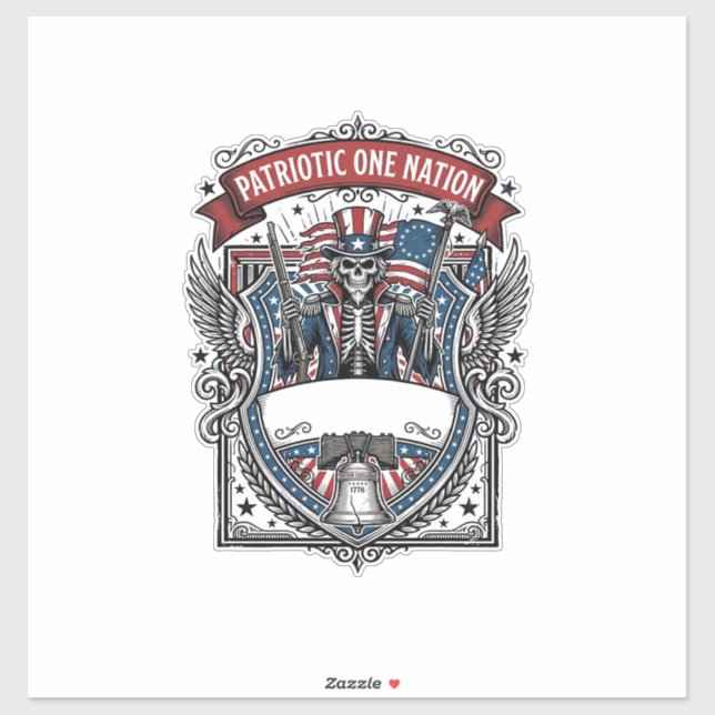 Patriotic Uncle Sam Skeleton Dark Patriot Skeleton Sticker (Sheet)