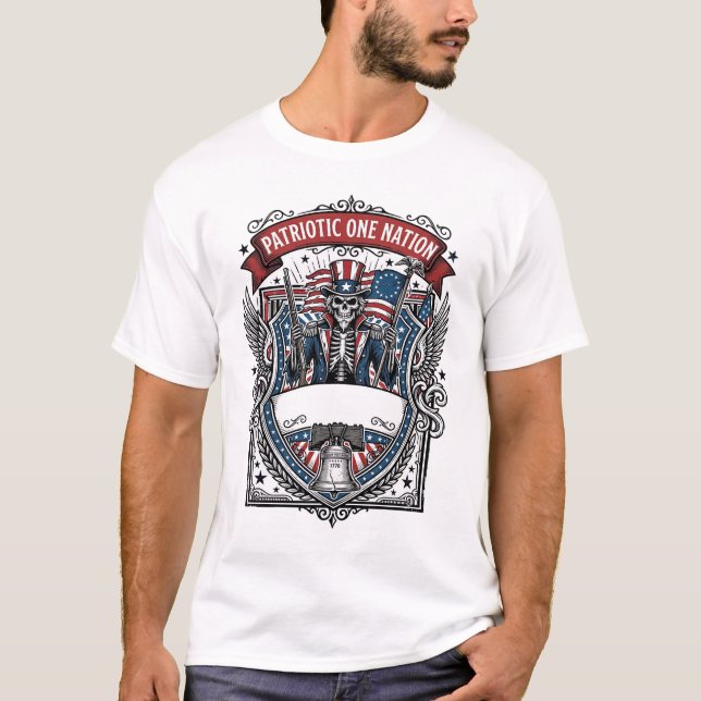 Patriotic Uncle Sam Skeleton Dark Patriot Skeleton T-Shirt (Front)