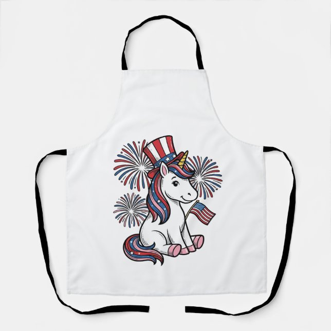 Patriotic Unicorn Fireworks Shirt Design_1 Apron (Front)