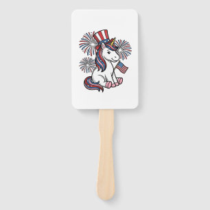 Patriotic Unicorn Fireworks Shirt Design_1 Hand Fan