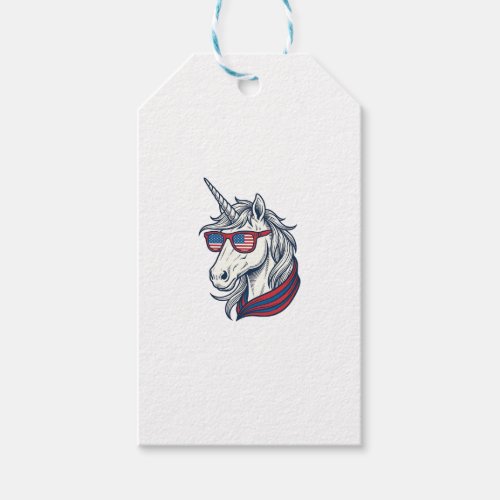Patriotic Unicorn Flag Sunglasses Vintage Vector_1 Gift Tags